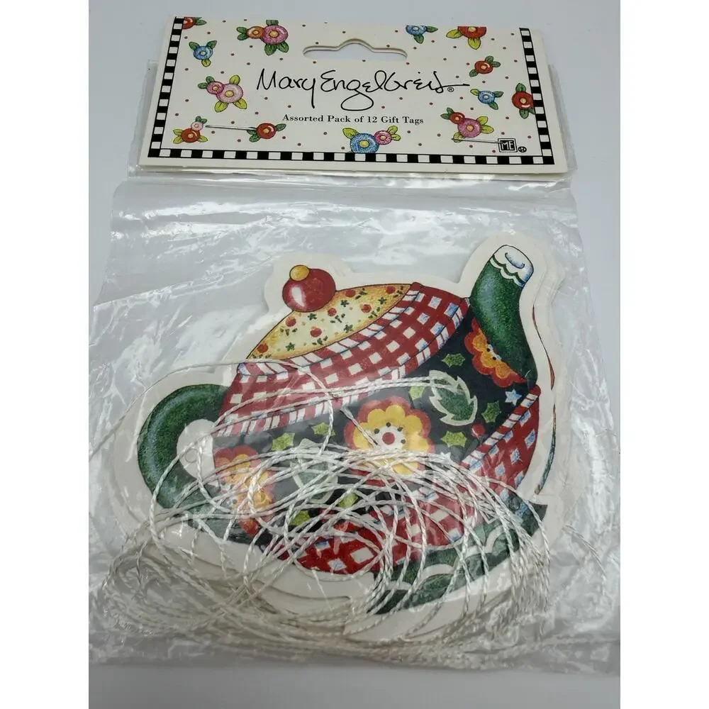 Mary Engelbreit Vintage 90s Tea Pot Paper Gift Tags Pack of 12 Assorted Patterns